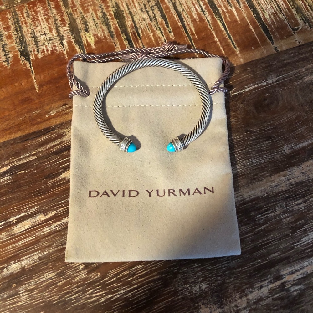 David Yurman 5mm Cable bracelet w/ diamond bezel